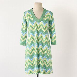 J. McLaughlin Catalina Cloth Dress Size Small Colorful Chevron Print Coastal